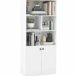 Tangkula 5 Tier Bookcase with 2-Door Cabinet