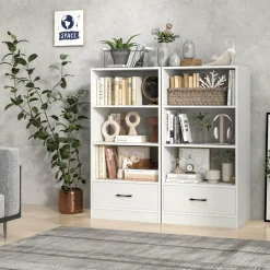 Tangkula 3 Tier Bookcase with Drawer, 48