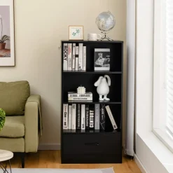 Tangkula 3 Tier Bookcase with Drawer, 48