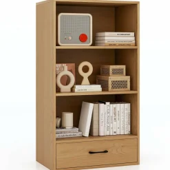 Tangkula 3 Tier Bookcase with Drawer, 48