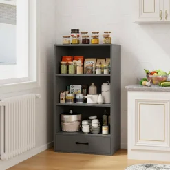 Tangkula 3 Tier Bookcase with Drawer, 48