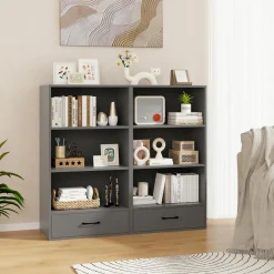 Tangkula 3 Tier Bookcase with Drawer, 48