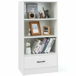 Tangkula 3 Tier Bookcase with Drawer, 48