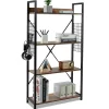 Tangkula 4 Tier Bookshelf with S-Shaped Hooks, Metal Frame Wood Look Display Shelf
