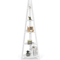 Tangkula 5 Tier Corner Shelf, 69 Inch Tall Corner Bookshelf Ladder Shelf Plant Stand for Living Room Home Office