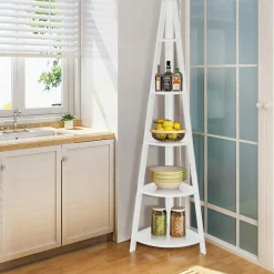 Tangkula 5 Tier Corner Shelf, 69 Inch Tall Corner Bookshelf Ladder Shelf Plant Stand for Living Room Home Office