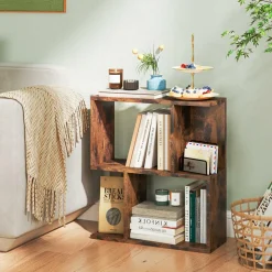 Tangkula 3 Tier Geometric Bookshelf