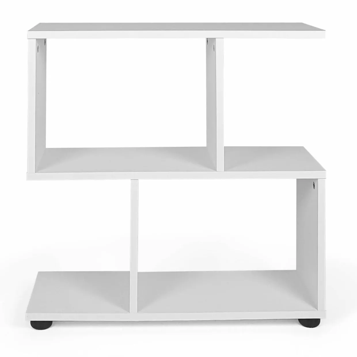 Tangkula 2 Tier Geometric Bookshelf, Freestanding Wood Display Shelf