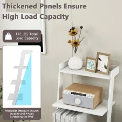 Tangkula 4 Tier Ladder Shelf, Leaning Bookshelf with Solid Wooden Frame