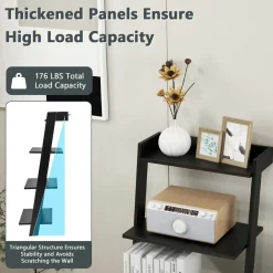 Tangkula 4 Tier Ladder Shelf, Leaning Bookshelf with Solid Wooden Frame