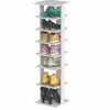 Tangkula 7 Tier Vertical Shoe Rack, Wooden Entryway Narrow Shoe Storage Stand