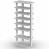 Tangkula 7 Tiers Vertical Shoe Rack, Entryway Slim Wooden Shoes Racks