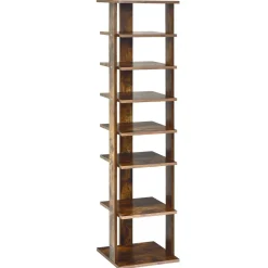 Tangkula 7 Tiers Vertical Shoe Rack, Entryway Wooden Shoes Racks, Modern Shoe Rack Organizer