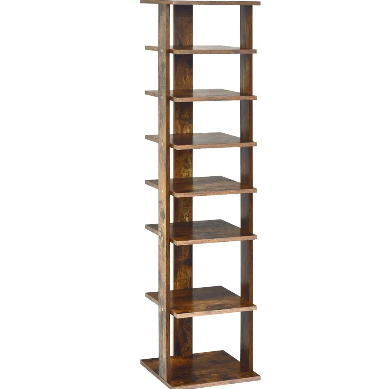 Tangkula 7 Tiers Vertical Shoe Rack, Entryway Wooden Shoes Racks, Modern Shoe Rack Organizer