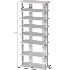 Tangkula 7 Tiers Vertical Shoe Rack, Entryway Wooden Shoes Racks, Modern Shoe Rack Organizer
