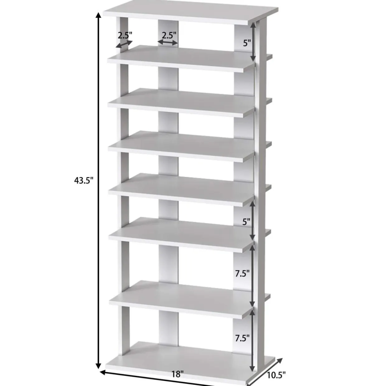 Tangkula 7 Tiers Vertical Shoe Rack, Entryway Wooden Shoes Racks, Modern Shoe Rack Organizer