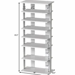 Tangkula 7 Tiers Vertical Shoe Rack, Entryway Slim Wooden Shoes Racks
