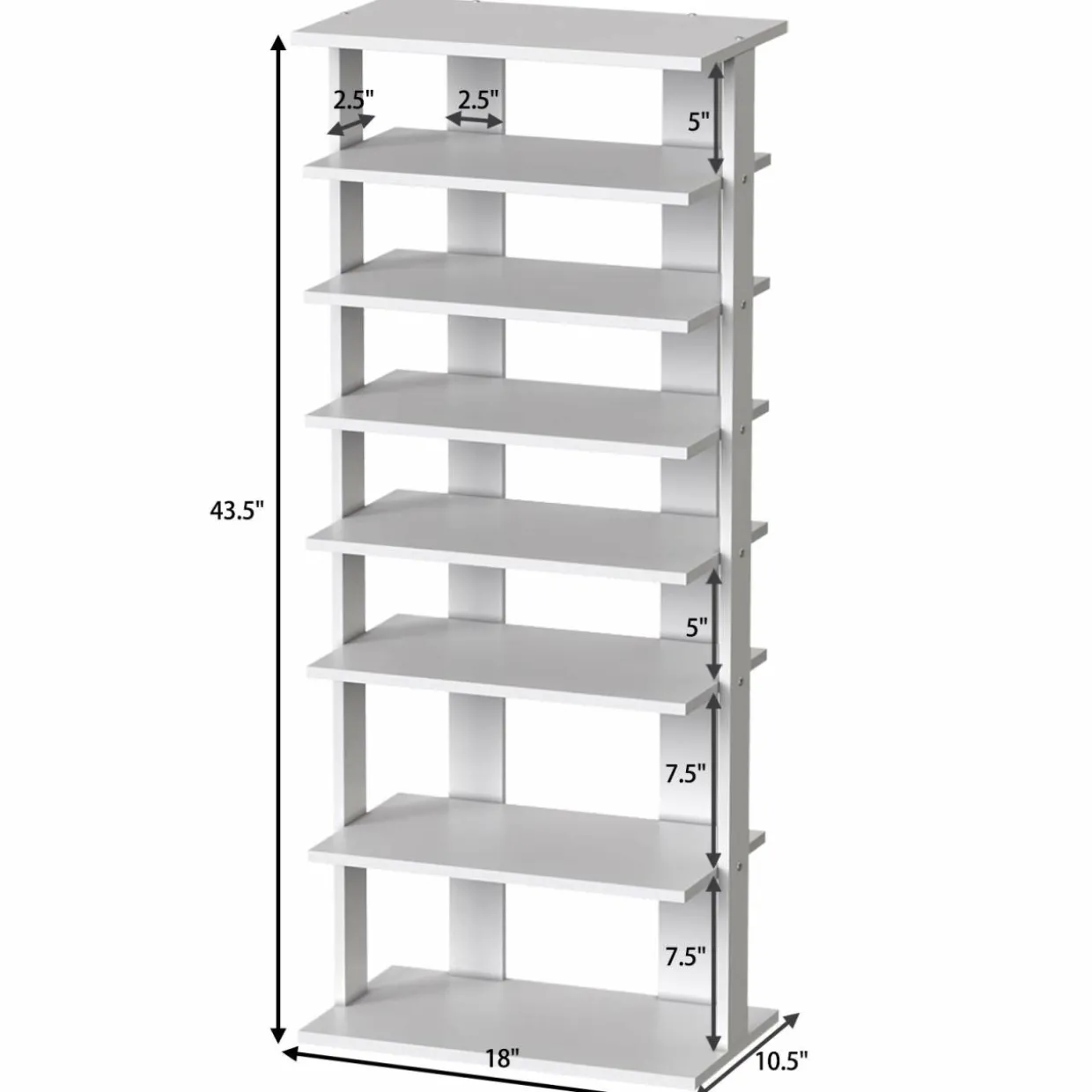 Tangkula 7 Tiers Vertical Shoe Rack, Entryway Slim Wooden Shoes Racks