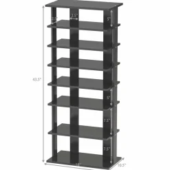 Tangkula 7 Tiers Vertical Shoe Rack, Entryway Wooden Shoes Racks, Modern Shoe Rack Organizer