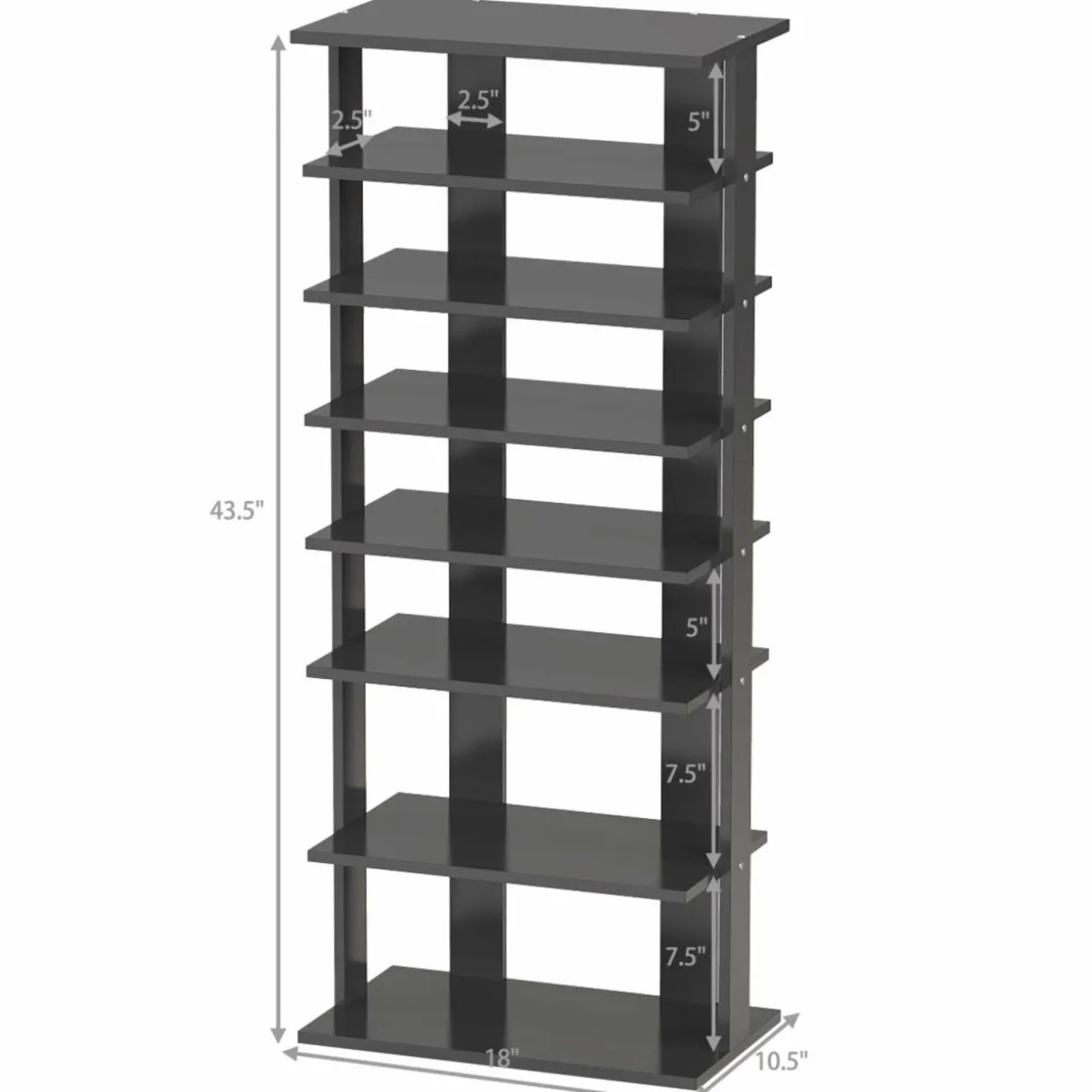 Tangkula 7 Tiers Vertical Shoe Rack, Entryway Wooden Shoes Racks, Modern Shoe Rack Organizer