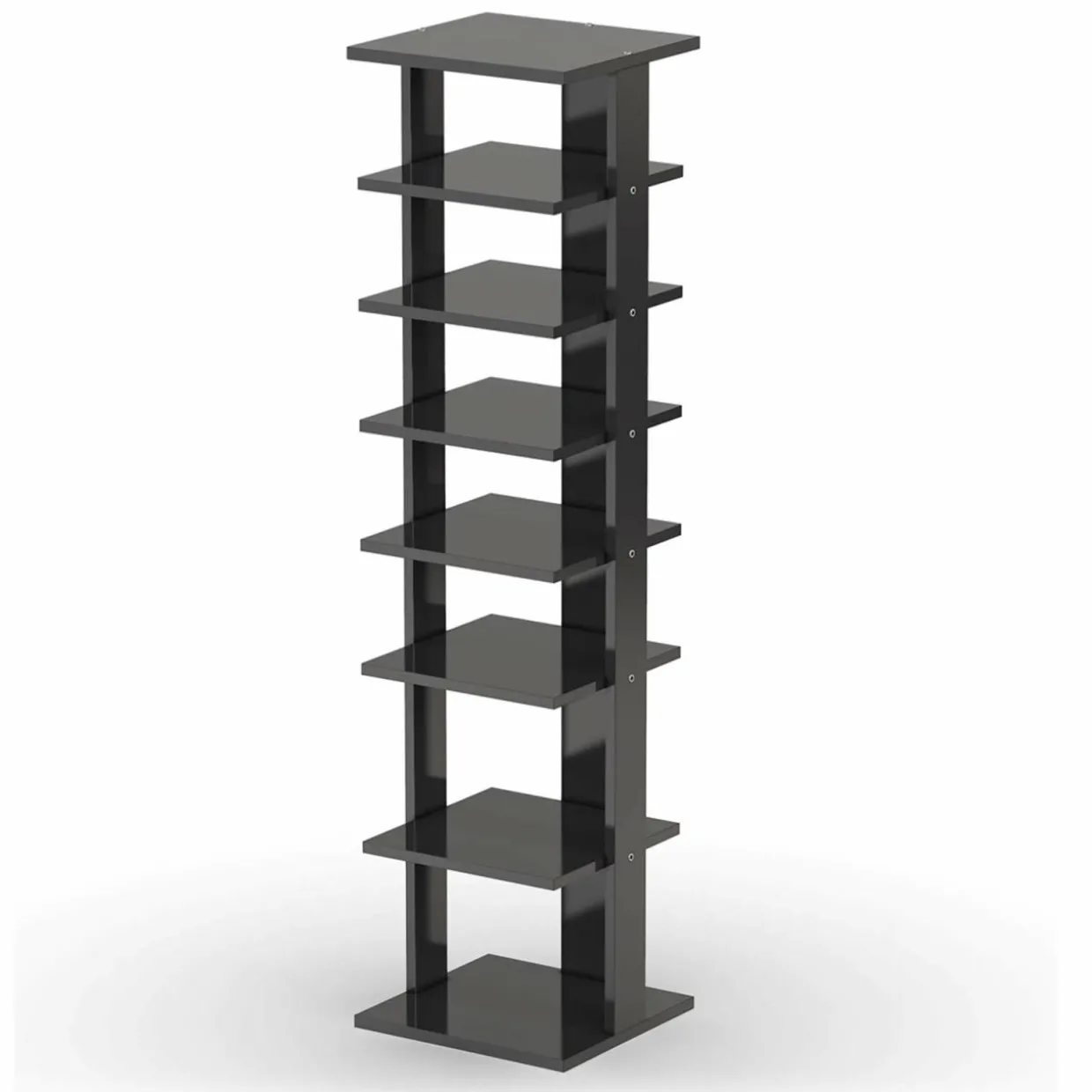 Tangkula 7 Tiers Vertical Shoe Rack, Entryway Wooden Shoes Racks, Modern Shoe Rack Organizer