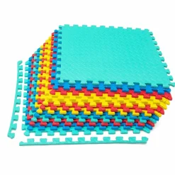 Tangkula 12 Tiles Exercise Flooring Mats with Border, Non-Slip EVA Foam Protective Mats