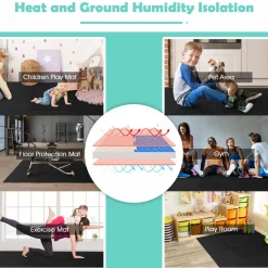 Tangkula 12 Tiles Exercise Flooring Mats with Border, Non-Slip EVA Foam Protective Mats
