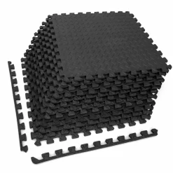 Tangkula 12 Tiles Exercise Flooring Mats with Border, Non-Slip EVA Foam Protective Mats