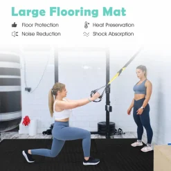 Tangkula 12 Tiles Exercise Flooring Mats with Border, Non-Slip EVA Foam Protective Mats