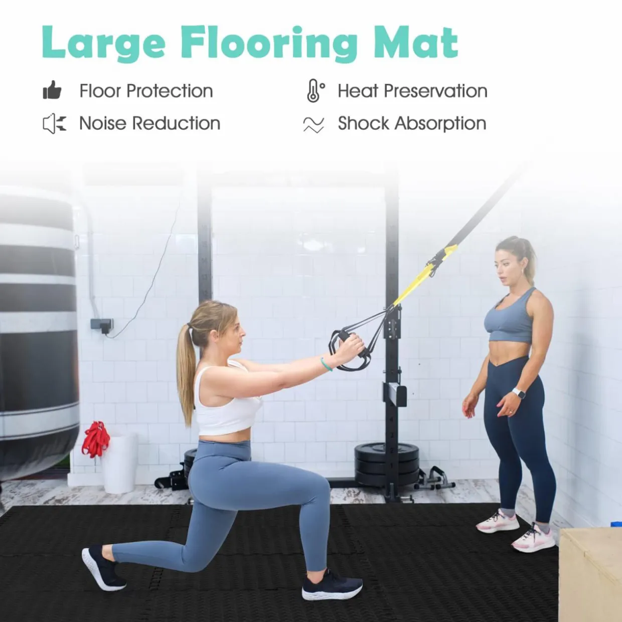 Tangkula 12 Tiles Exercise Flooring Mats with Border, Non-Slip EVA Foam Protective Mats