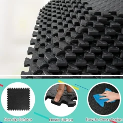 Tangkula 12 Tiles Exercise Flooring Mats with Border, Non-Slip EVA Foam Protective Mats