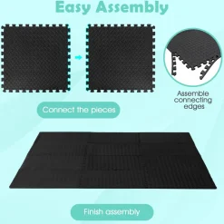 Tangkula 12 Tiles Exercise Flooring Mats with Border, Non-Slip EVA Foam Protective Mats