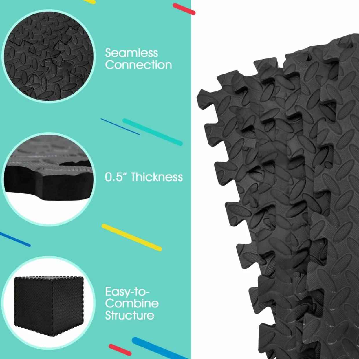 Tangkula 12 Tiles Exercise Flooring Mats with Border, Non-Slip EVA Foam Protective Mats
