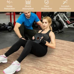 Tangkula 12 Tiles Exercise Foam Mats with Border, 48 SQ FT EVA Interlocking Flooring Mats for Exercise Equipment