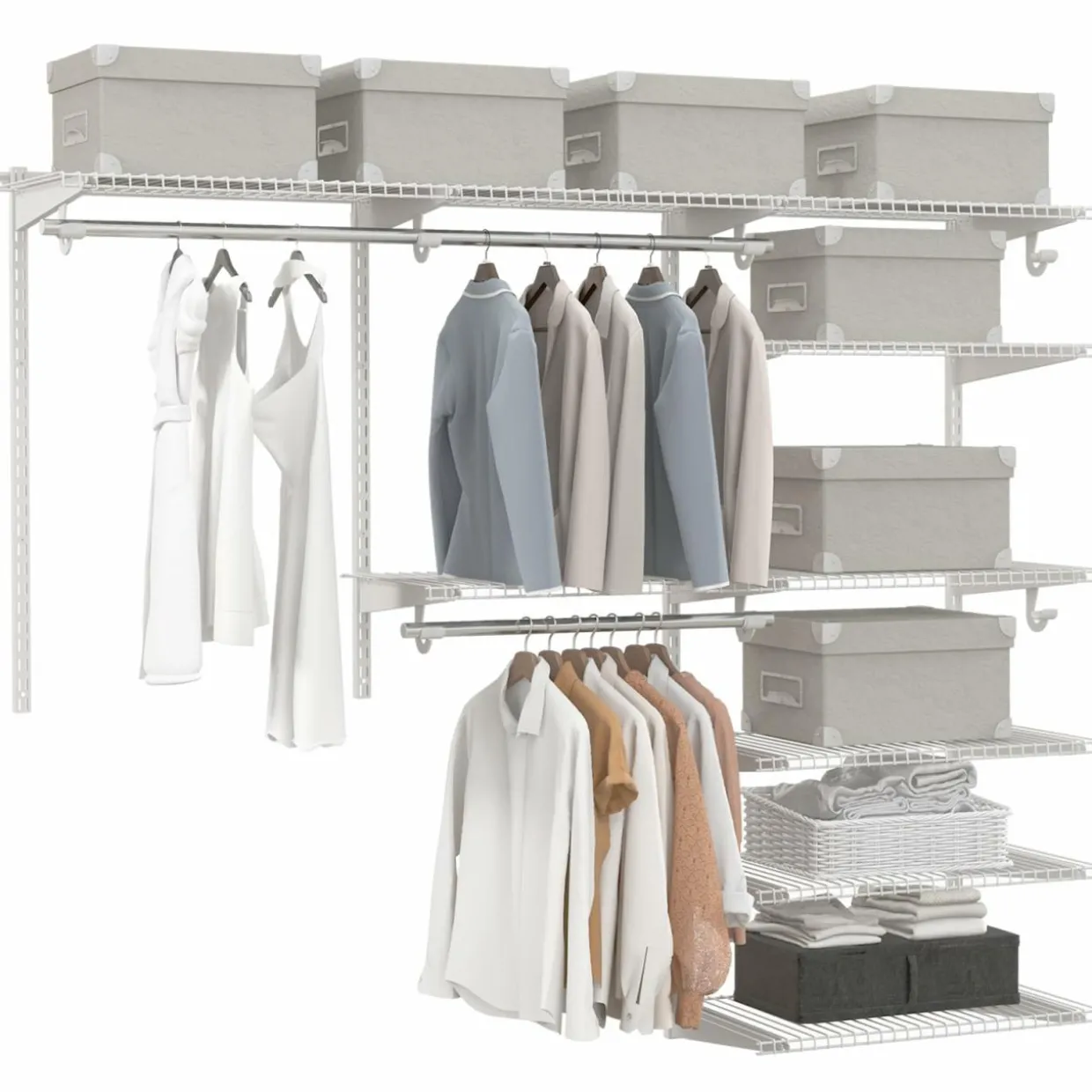 Tangkula 4 to 6 FT Custom Closet Organizer System Kit, Wall-Mounted Storage Organizer with Wire Shelving and Hanging Rods