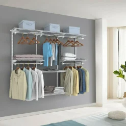 Tangkula 4 to 6 FT Custom Closet System, Wall Mounted Closet Maid with Hanging Rod