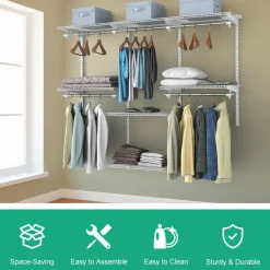 Tangkula 4 to 6 FT Custom Closet System, Wall Mounted Closet Maid with Hanging Rod
