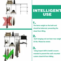 Tangkula 3 to 6 FT Custom Closet Organizer System Kit