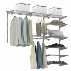 Tangkula 4 to 6 FT Custom Closet Organizer System Kit, Wall-Mounted Storage Organizer with Wire Shelving and Hanging Rods