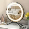 Tangkula 16" Vanity Mirror with Lights, 3 Color Dimmable LED Lighted Makeup Mirror with Touch Screen