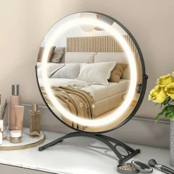 Tangkula 16" Vanity Mirror with Lights, 3 Color Dimmable LED Lighted Makeup Mirror with Touch Screen