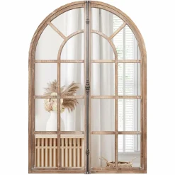 Tangkula 24" x 34" Arched Window Mirror, Farmhouse Decorative Arch Mirror