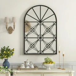 Tangkula 23" x 34" Arched Window Mirror, Modern Decorative Arch Mirror