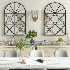 Tangkula 23" x 34" Arched Window Mirror, Modern Decorative Arch Mirror