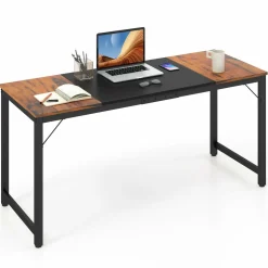Tangkula 63” x 24” Conference Table, Meeting Table with Metal Frame & Adjustable Foot Pads