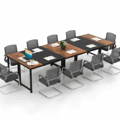 Tangkula 63” x 24” Conference Table, Meeting Table with Metal Frame & Adjustable Foot Pads