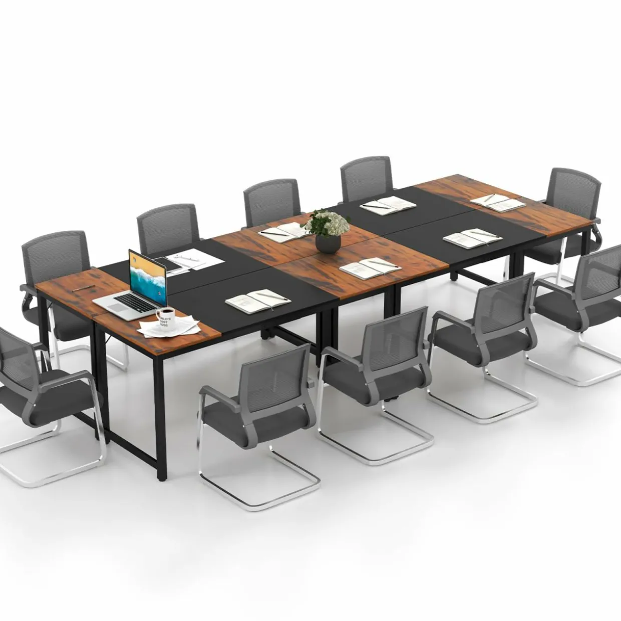 Tangkula 63” x 24” Conference Table, Meeting Table with Metal Frame & Adjustable Foot Pads
