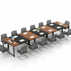 Tangkula 63” x 24” Conference Table, Meeting Table with Metal Frame & Adjustable Foot Pads