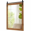 Tangkula 40" x 25" Farmhouse Bathroom Mirror, Barn Door Style Rectangular Mirror for Wall