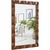 Tangkula 41.5" x 28" Farmhouse Wall Mirror, Rubber Wood Rustic Style Wall Mirror